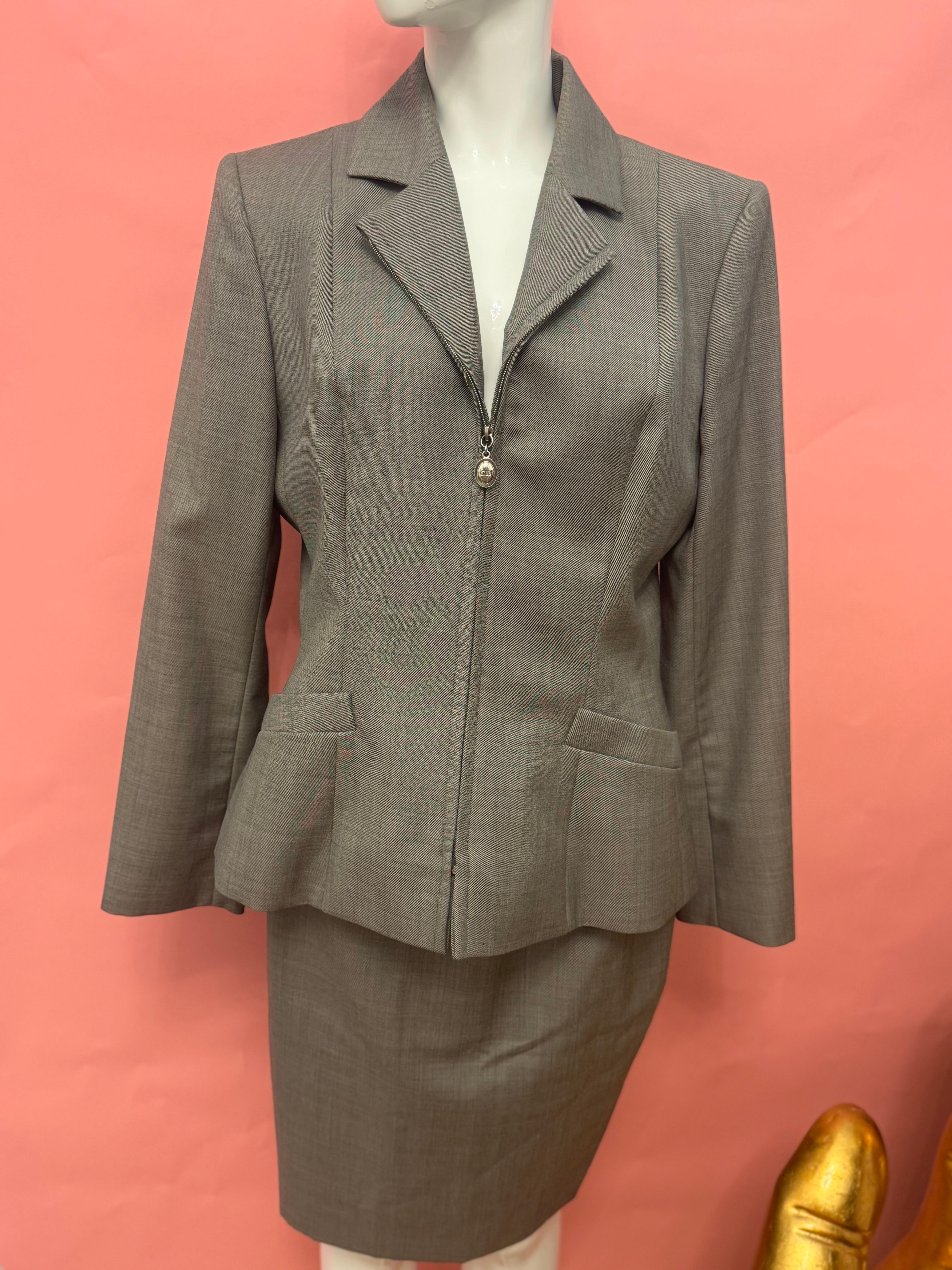 Women's Christian Dior by John Galliano S/S 1997 grey suit skirt For Sale