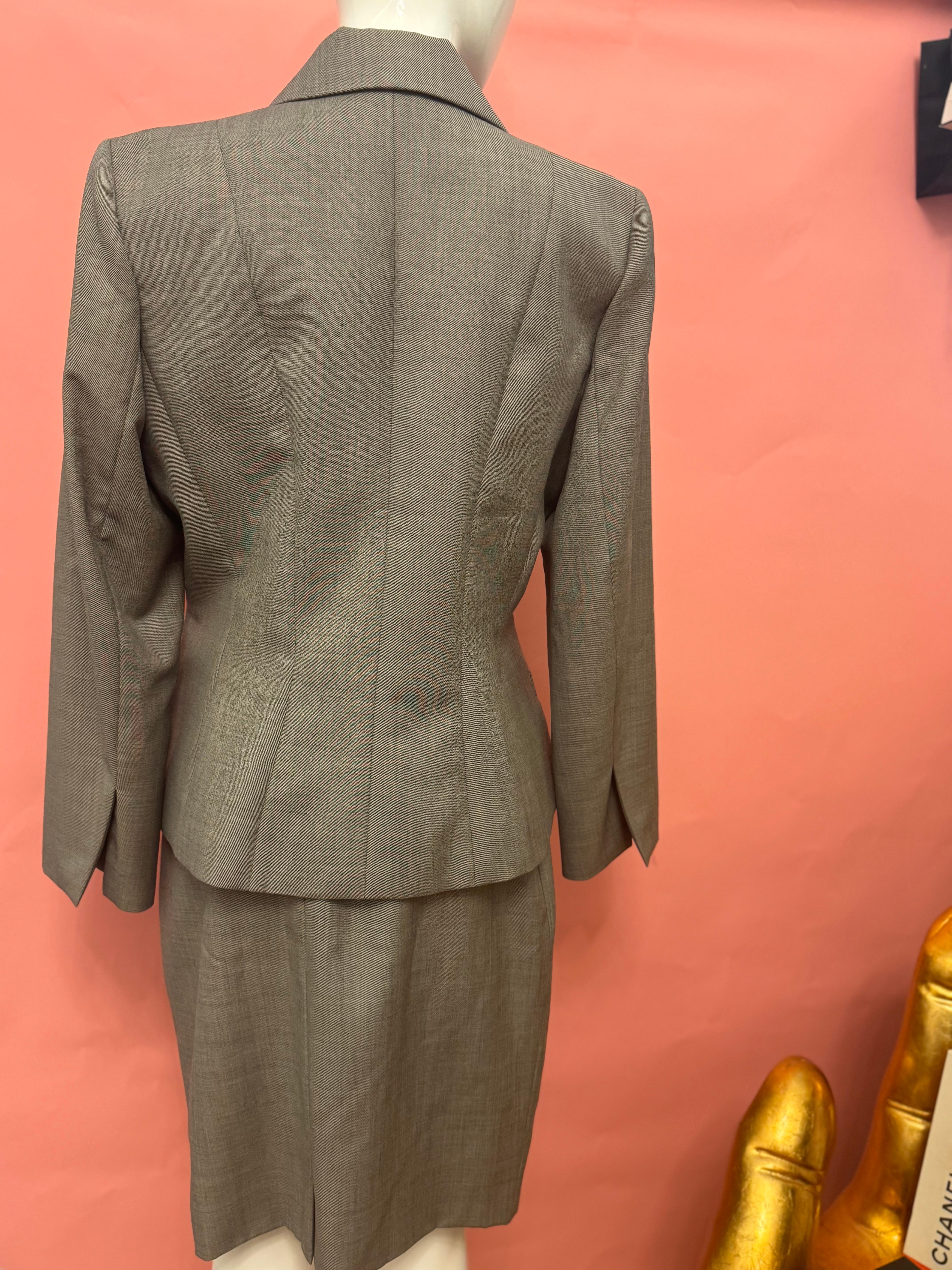 Christian Dior by John Galliano S/S 1997 grey suit skirt For Sale 4