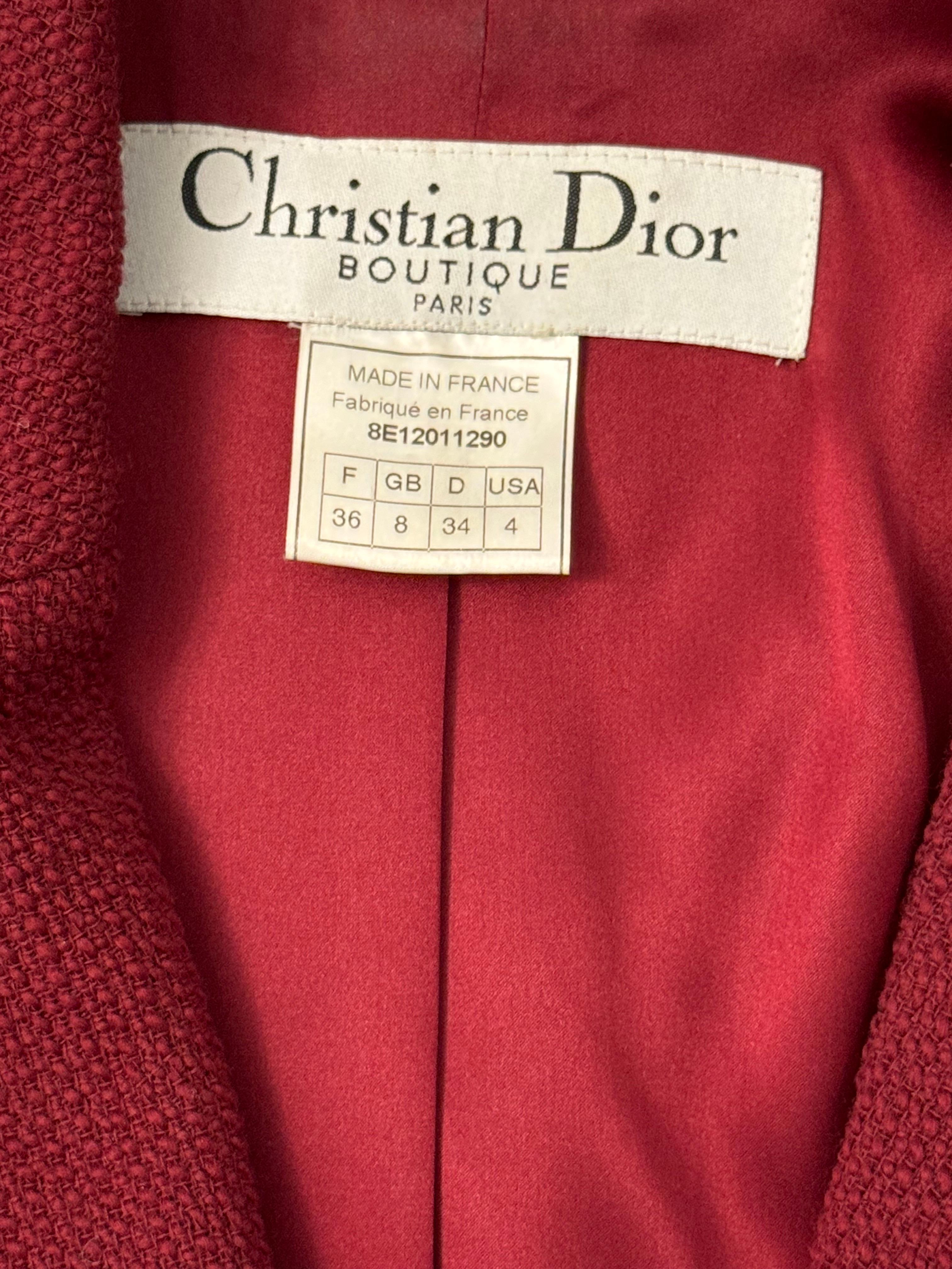 Christian Dior by JOHN GALLIANO S/S 1998 Tweed-Jacke (Rot) im Angebot