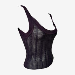 Christian Dior by John Galliano S/S 1999 Aubergine Cable-Knit Semi-Sheer Tank Top