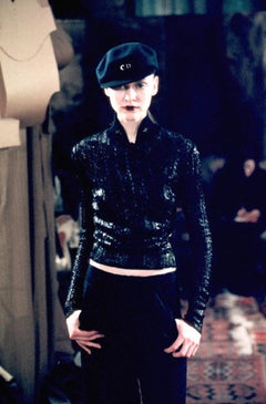 Christian Dior by John Galliano S/S 1999 Black Sheer Open-Front Cable-Knit Jacket