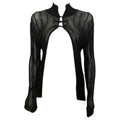 Christian Dior by John Galliano S/S 1999 Black Sheer Open-Front Cable-Knit Jacket