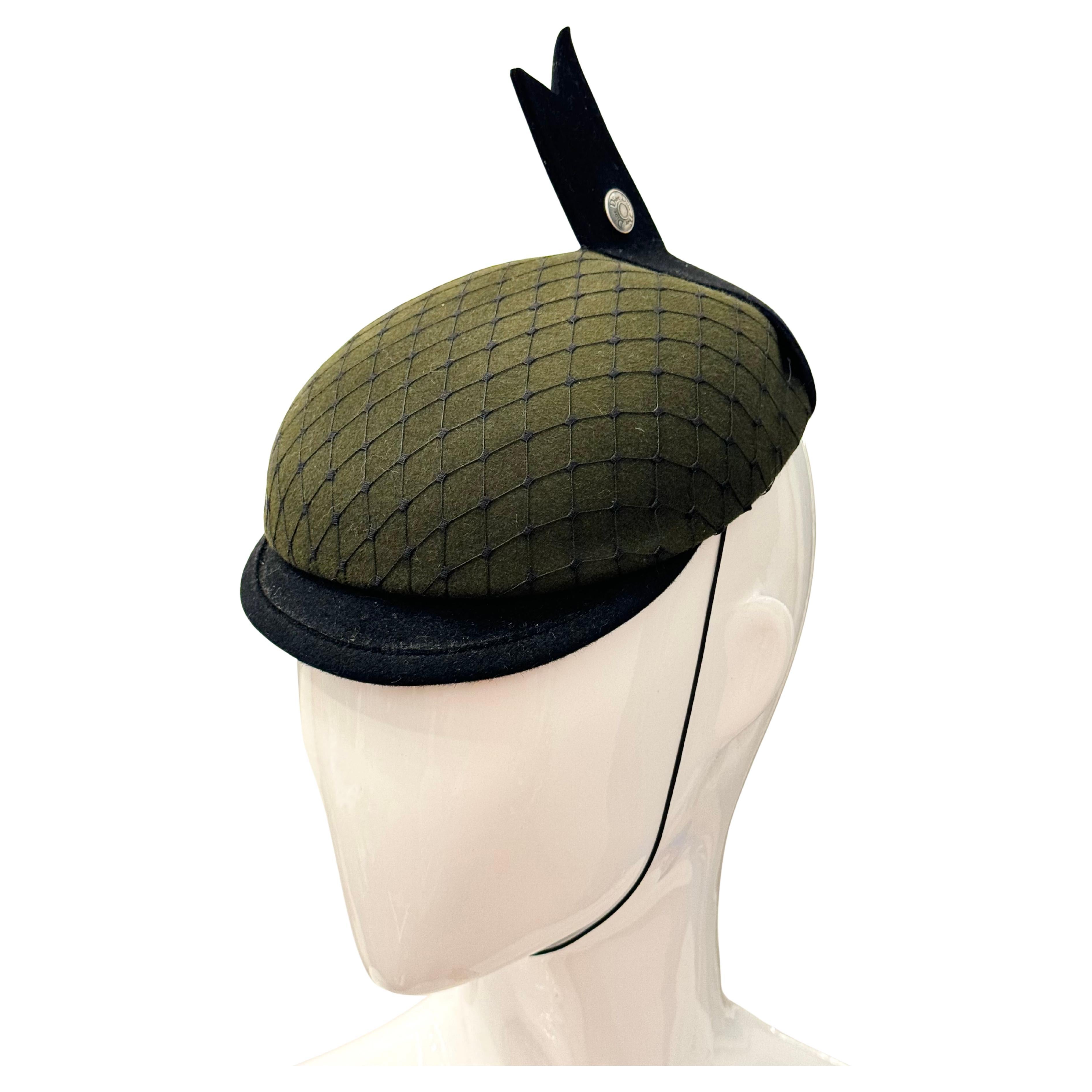 Christian Dior by John Galliano S/S 1999 communist green fascinator hat