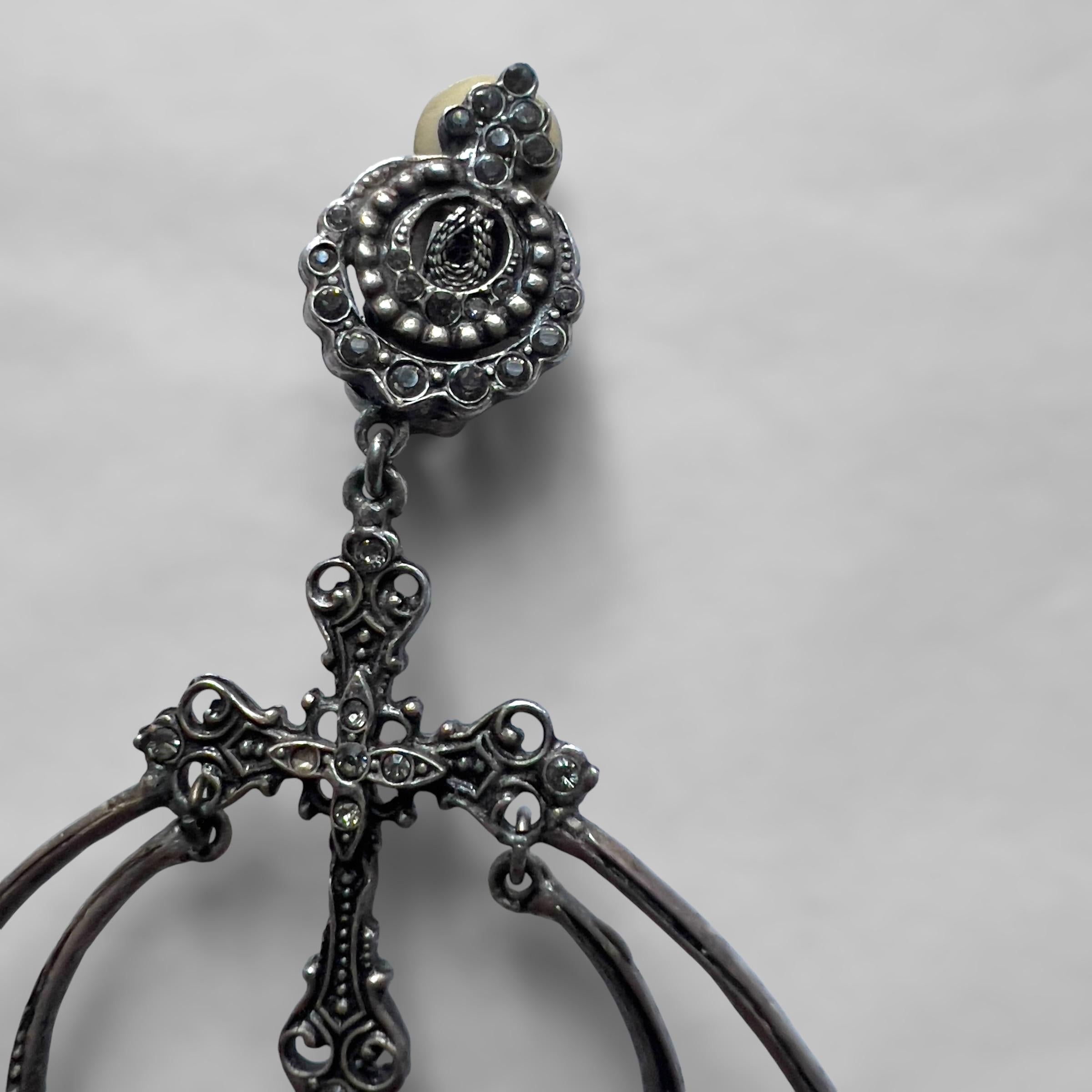 Christian Dior by John Galliano, S/S 1999 Runway Hoop Earrings with Crosses For Sale 7