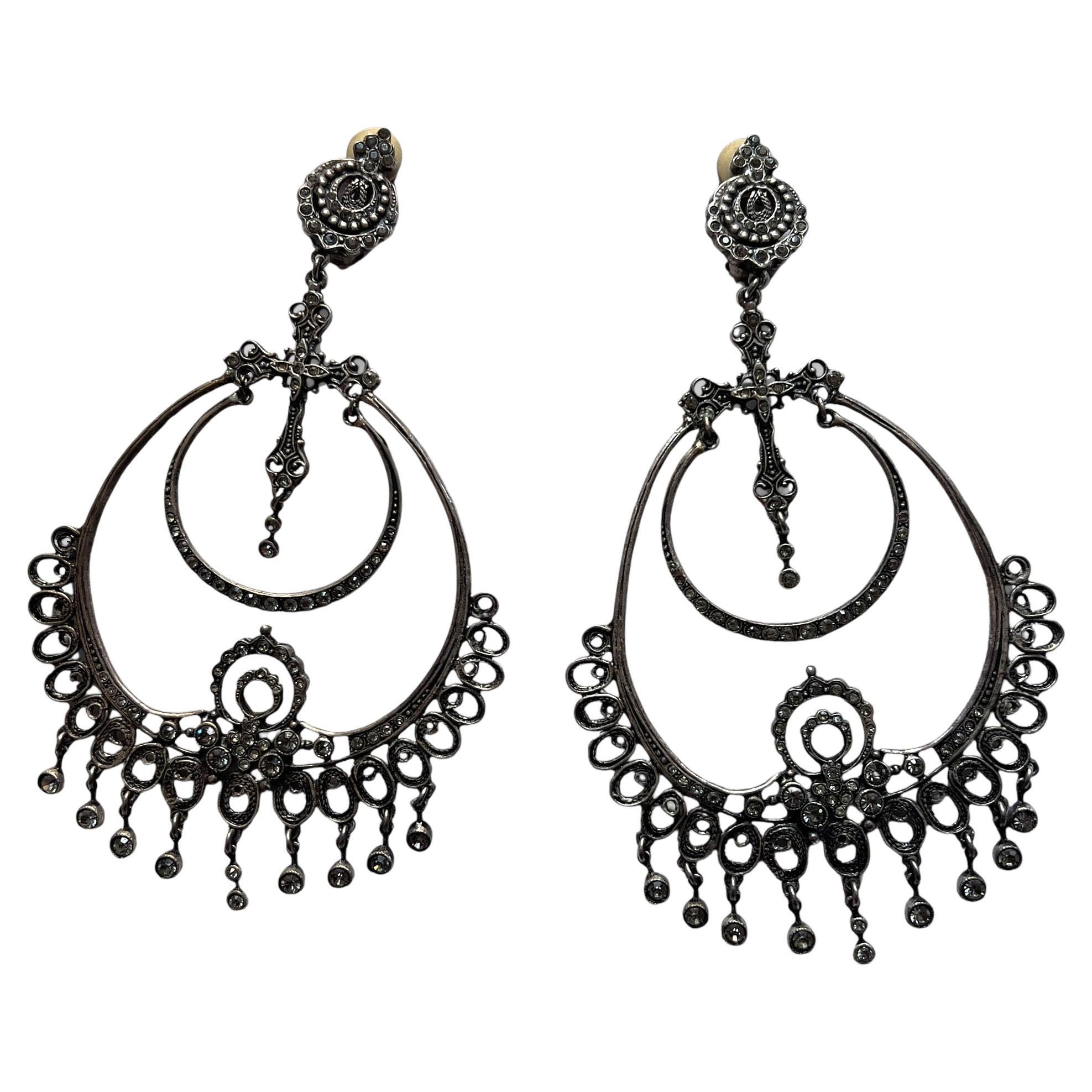 Christian Dior by John Galliano, S/S 1999 Runway Hoop Earrings with Crosses For Sale