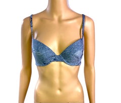 Christian Dior by John Galliano S/S 2000 Denim Print Bralette Bra Bustier Top