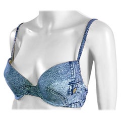 Christian Dior by John Galliano S/S 2000 Denim Print Bralette Bra Bustier Top