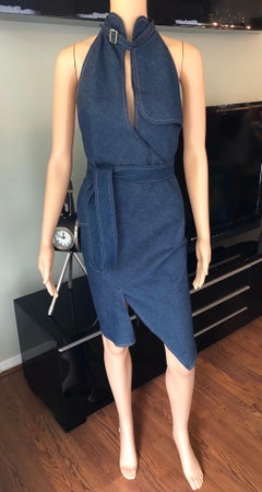 Christian Dior by John Galliano S/S 2000 Runway Denim Halter Backless Dress