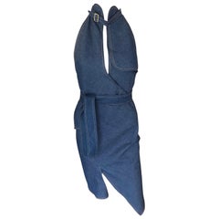Christian Dior by John Galliano S/S 2000 Runway Denim Halter Backless Dress