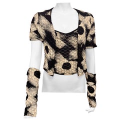 Christian Dior by John Galliano S/S 2001 knit painted perforated twin set