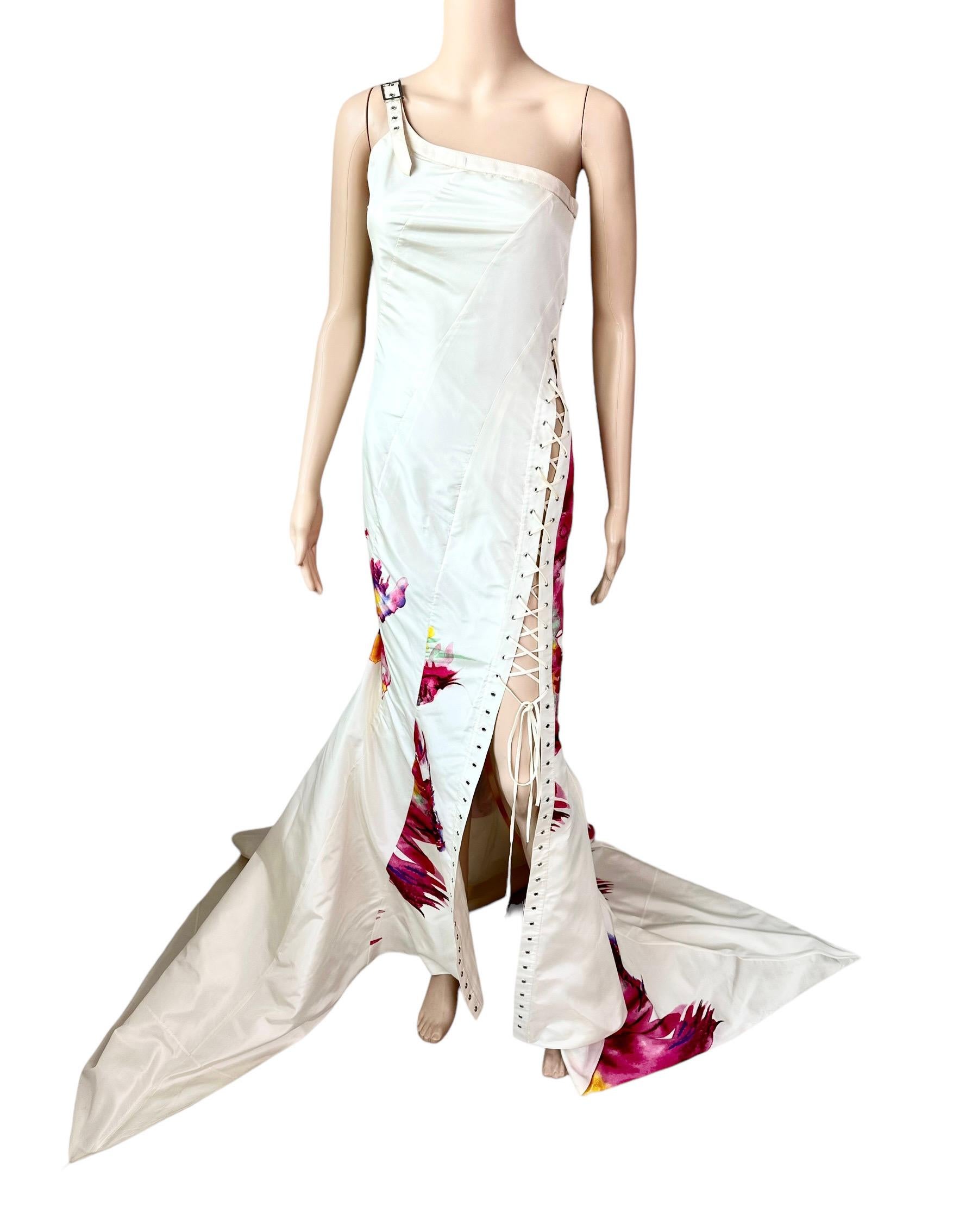 Christian Dior by John Galliano S/S 2001 Vestido de noche con trenza floral y encaje en venta 1
