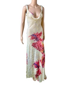 Christian Dior by John Galliano S/S 2001 Silk Velvet Bias Floral Evening Dress