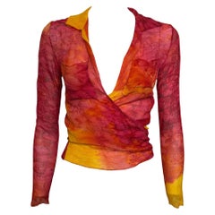 Christian Dior by John Galliano S/S 2001 Tie-Dye Silk Chiffon Wrap Top