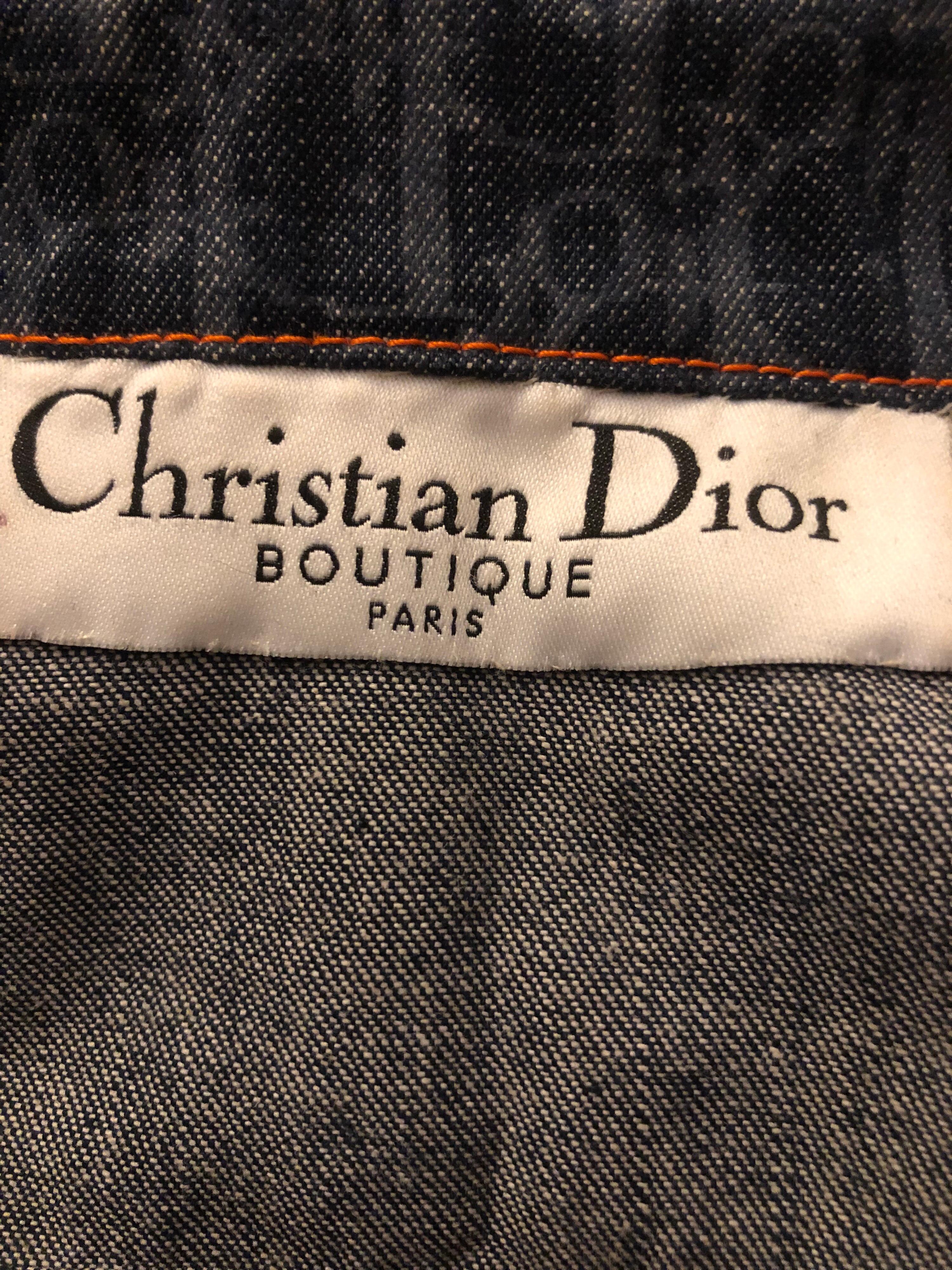Christian Dior By John Galliano S/S 2002 Diorissimo Logo Monogram Denim Jacket In Excellent Condition In Naples, FL