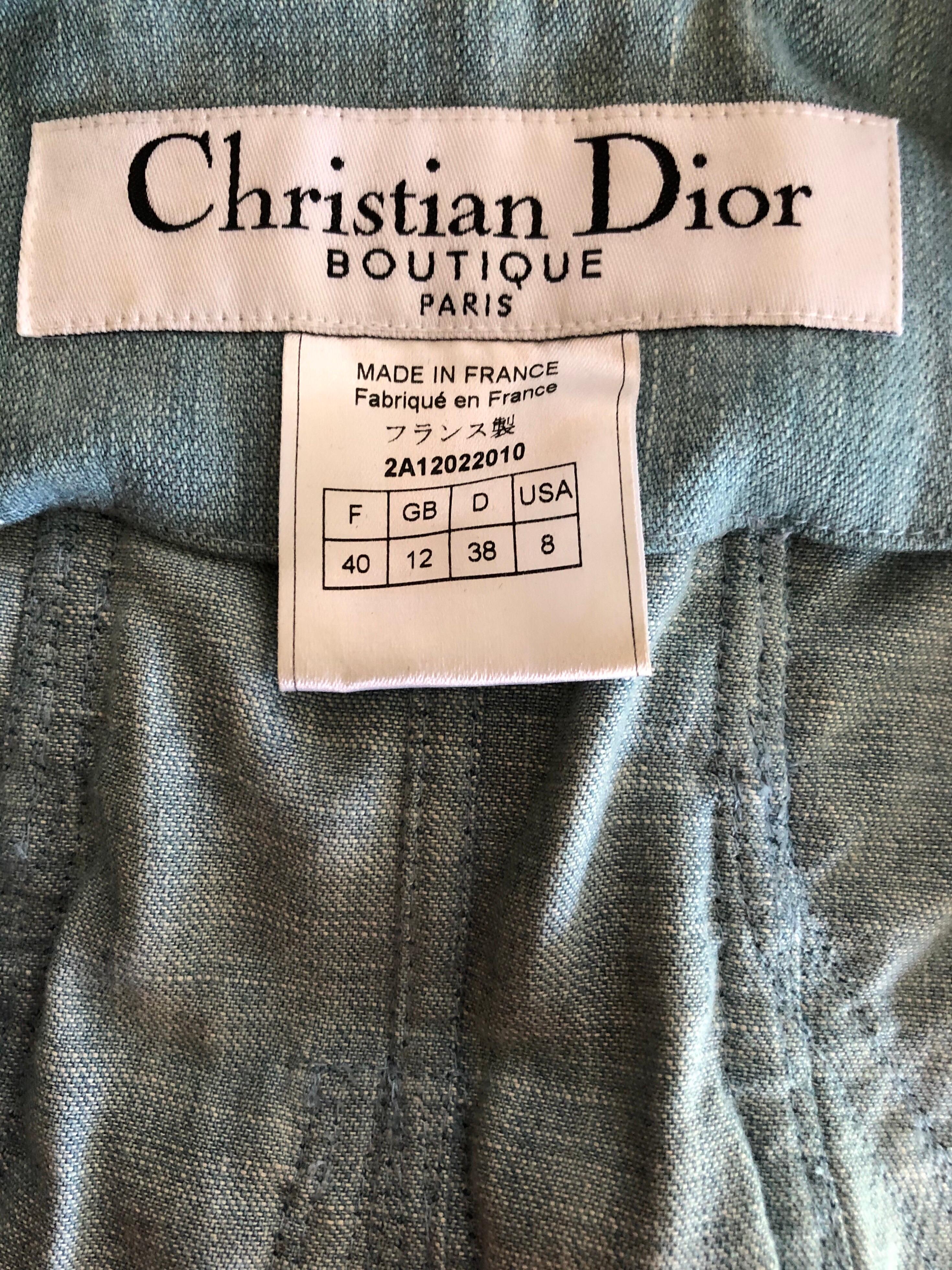 Blue Christian Dior By John Galliano S/S 2002 Lace-Up Denim Jacket