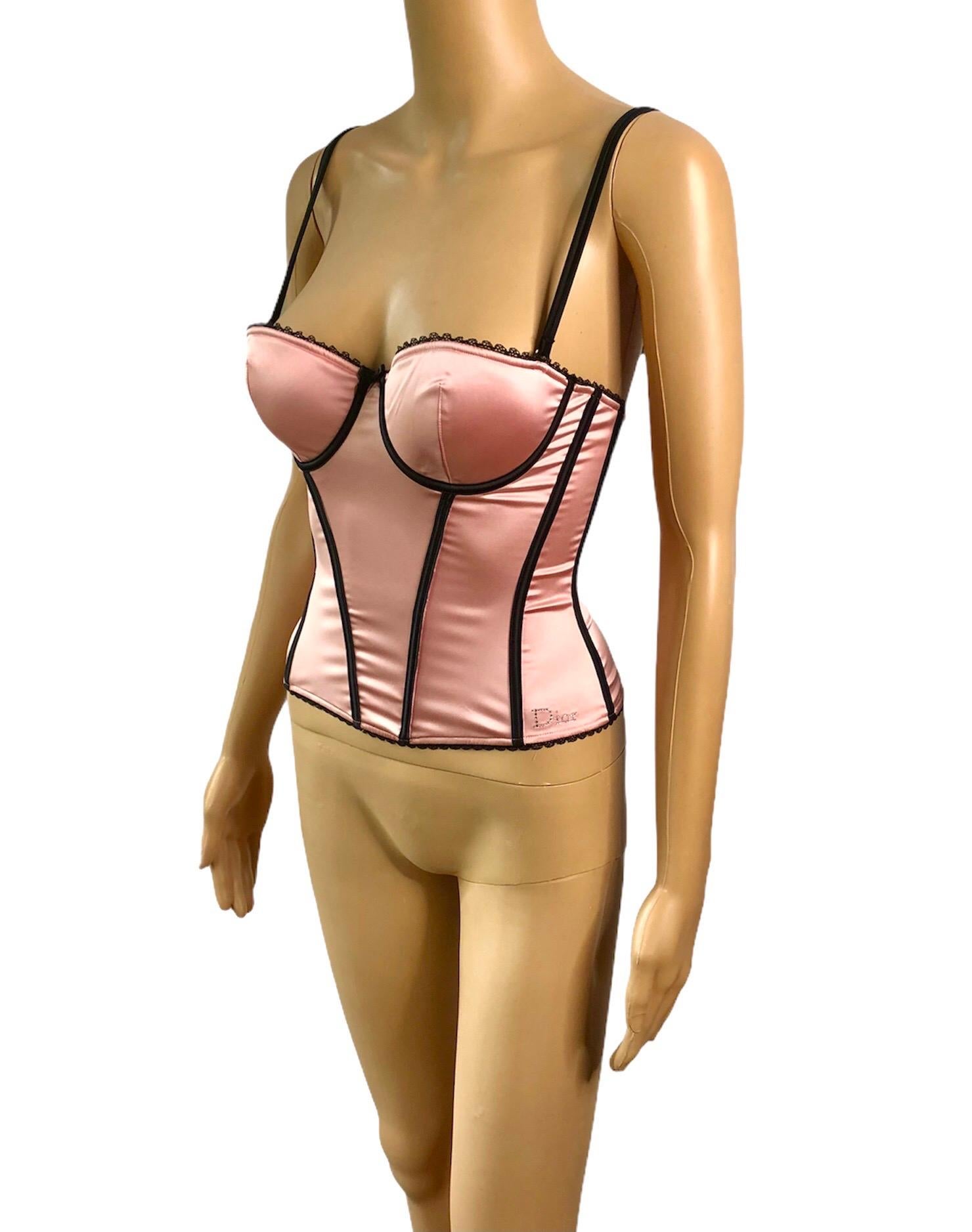 Beige Christian Dior By John Galliano S/S 2002 Unworn Bustier Silk Pink Corset Top