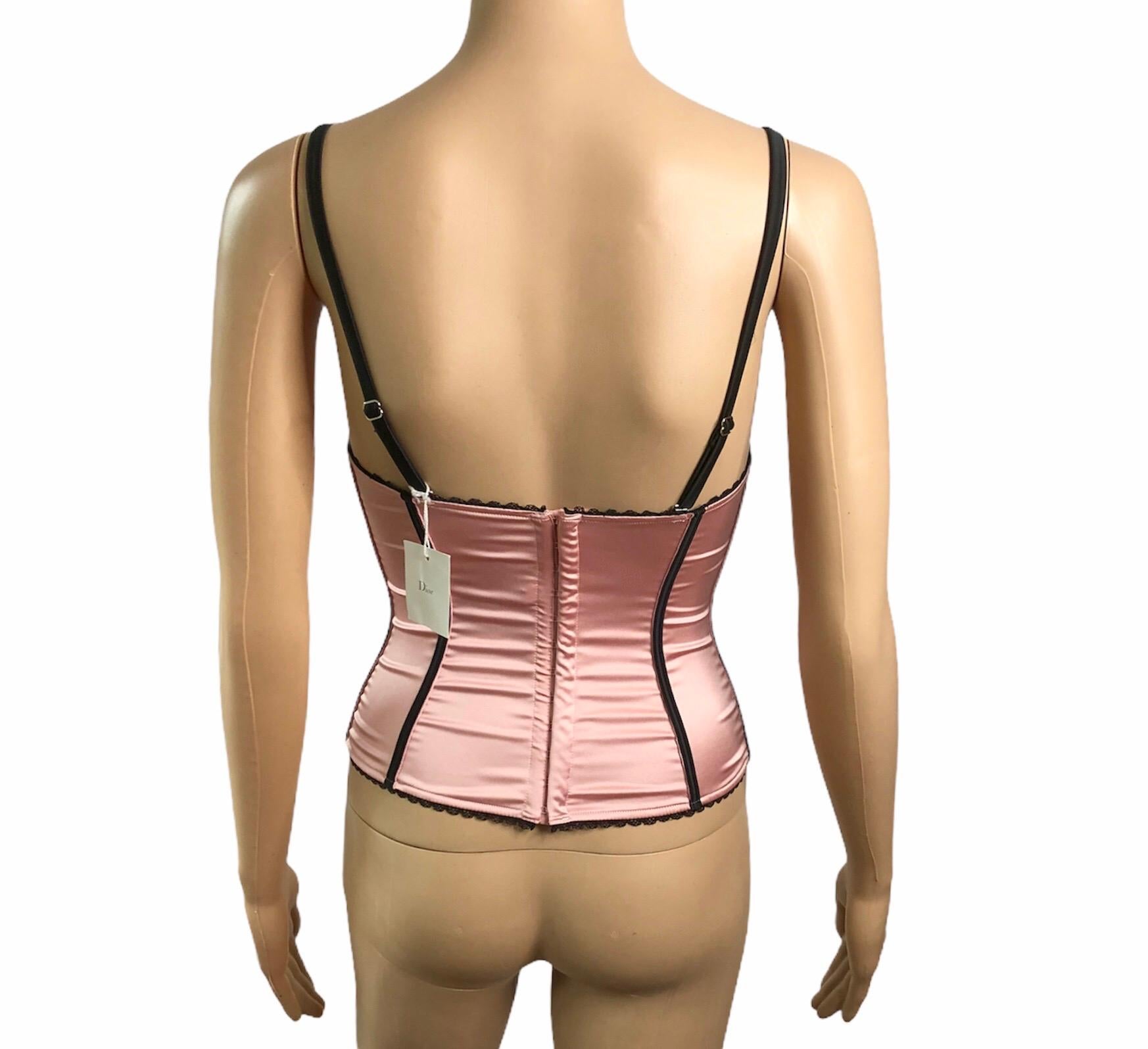 Christian Dior By John Galliano S/S 2002 Unworn Bustier Silk Pink Corset Top In New Condition In Naples, FL