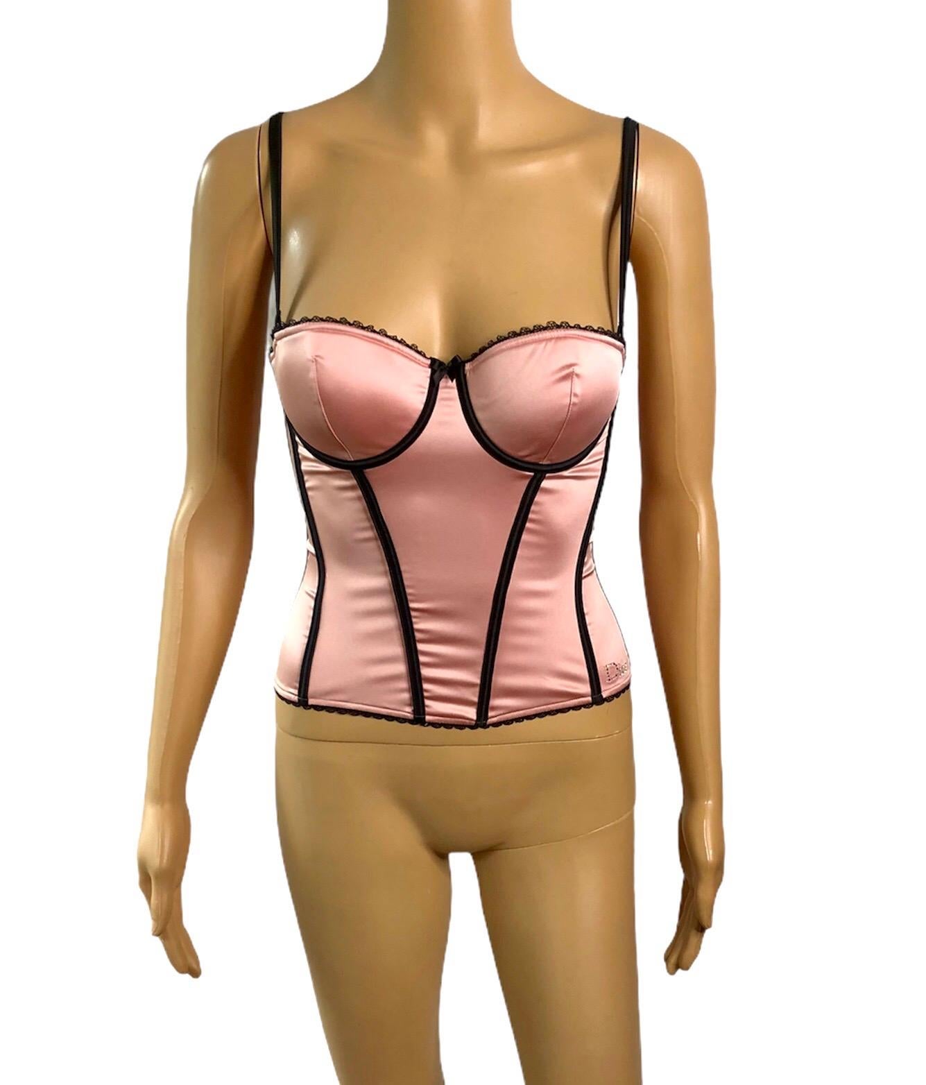 Women's Christian Dior By John Galliano S/S 2002 Unworn Bustier Silk Pink Corset Top