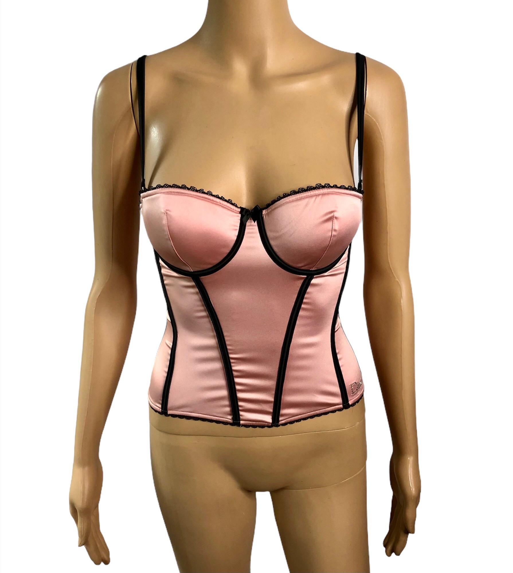 Christian Dior By John Galliano S/S 2002 Unworn Bustier Silk Pink Corset Top 1