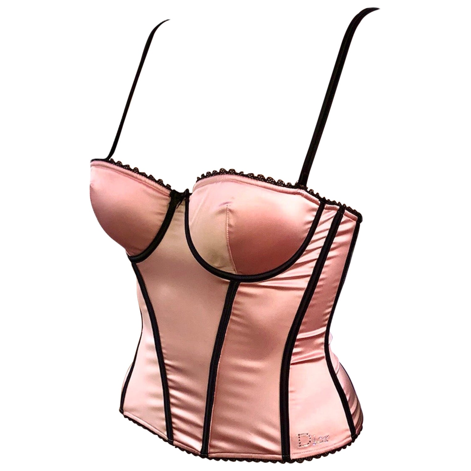 Christian Dior By John Galliano S/S 2002 Unworn Bustier Silk Pink Corset Top