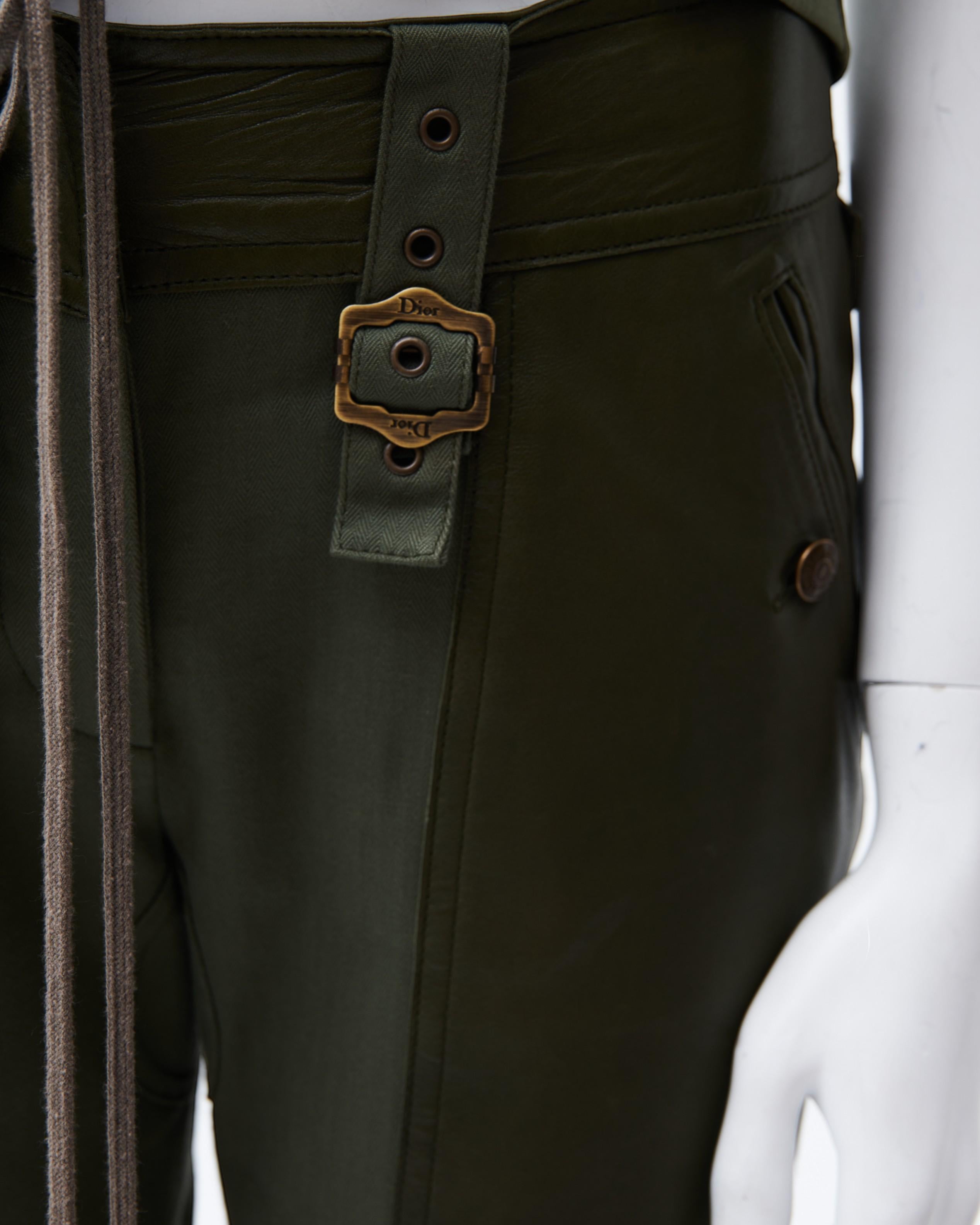 Christian Dior by John Galliano S/S 2003 Militärisches Khaki Bondage Set im Angebot 8