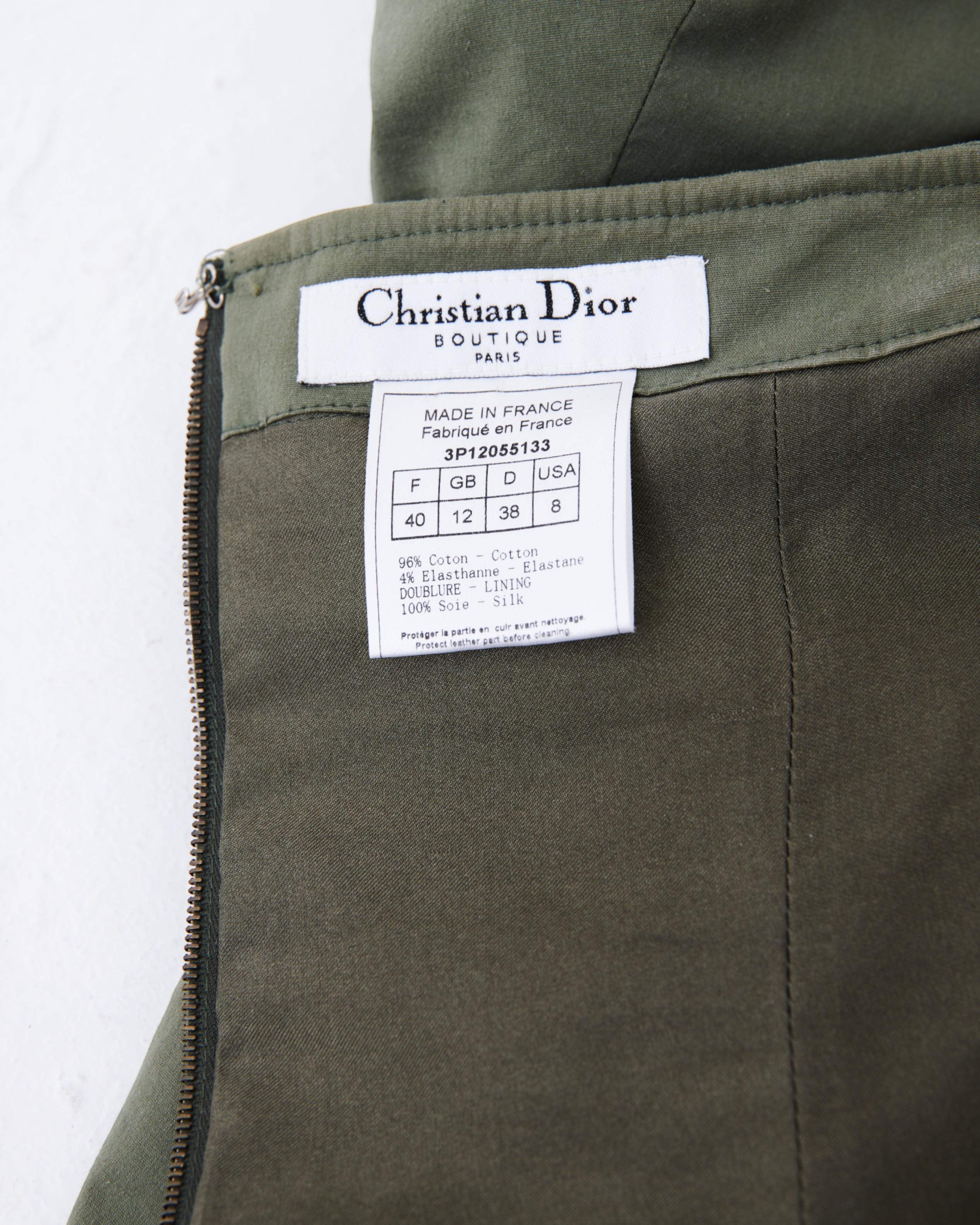Christian Dior by John Galliano S/S 2003 Militärisches Khaki Bondage Set im Angebot 11