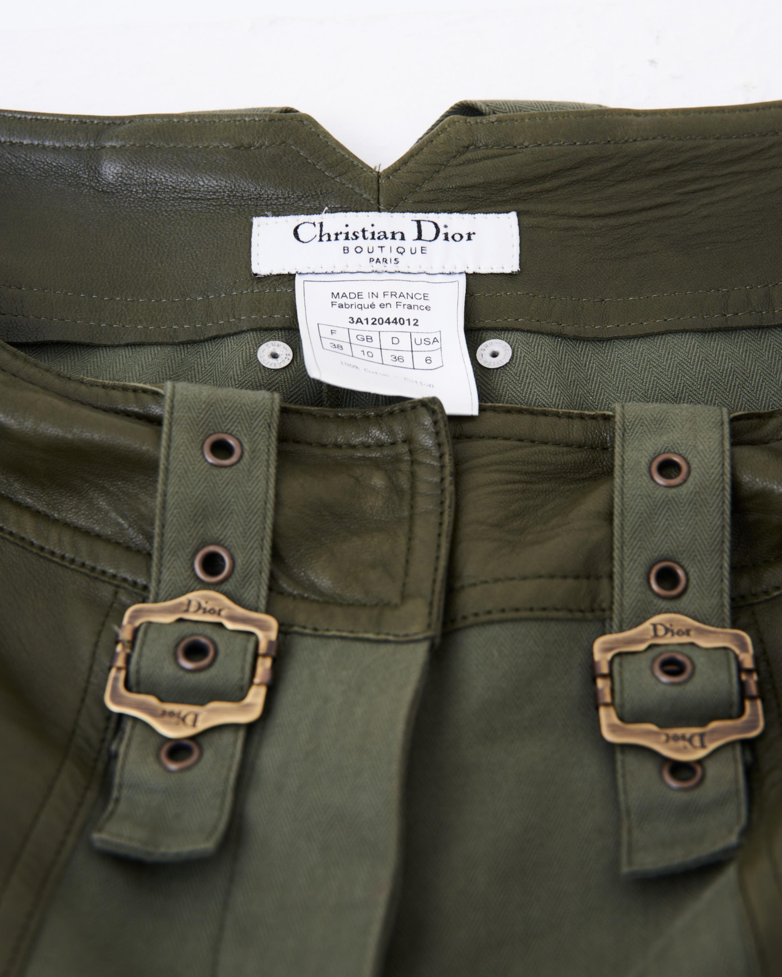 Christian Dior by John Galliano S/S 2003 Militärisches Khaki Bondage Set im Angebot 12