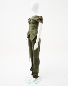 Christian Dior by John Galliano S/S 2003 Military Khaki Bondage Set
