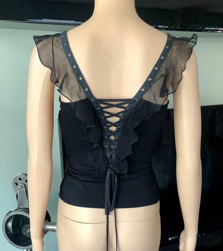 Christian Dior By John Galliano S/S 2003 Plunging Lace Up Tie Up 
