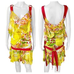 Christian Dior by John Galliano S/S 2003 Runway Logo Graffiti Print Mini Dress