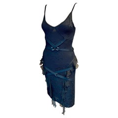 Christian Dior by John Galliano S/S 2003 - Robe noire transparente en maille de dentelle bondage