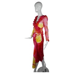 Christian Dior by John Galliano S/S 2003 Tie-Dye Silk Ruffled Top &  Skirt Set