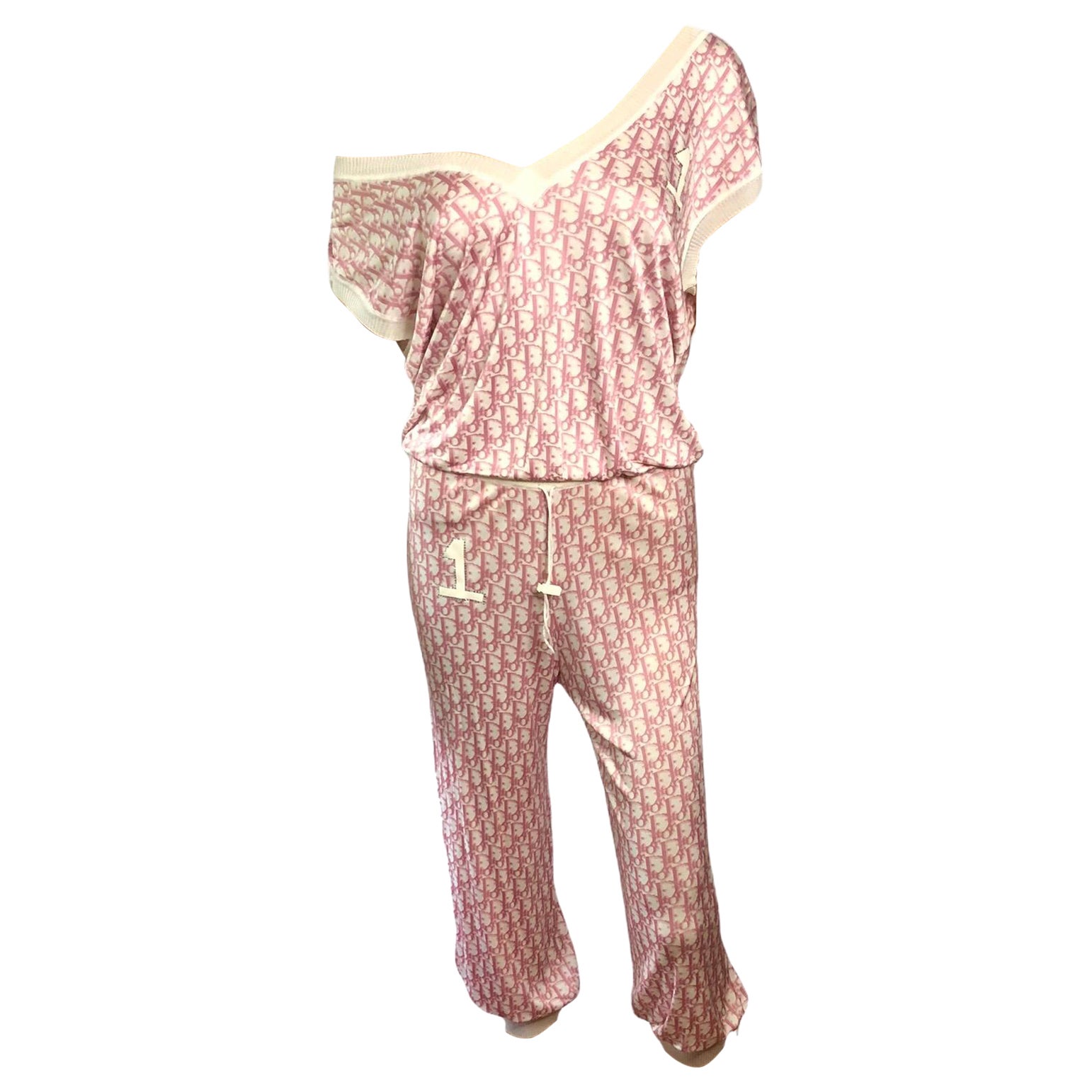 Christian Dior By John Galliano - Ensemble 2 pièces - Pantalon et haut avec logo monogramme, printemps-été 2004 en vente