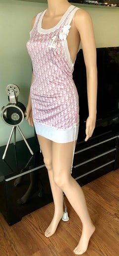 Christian Dior By John Galliano S/S 2004 Pink Monogram Logo Tunic Mini Dress