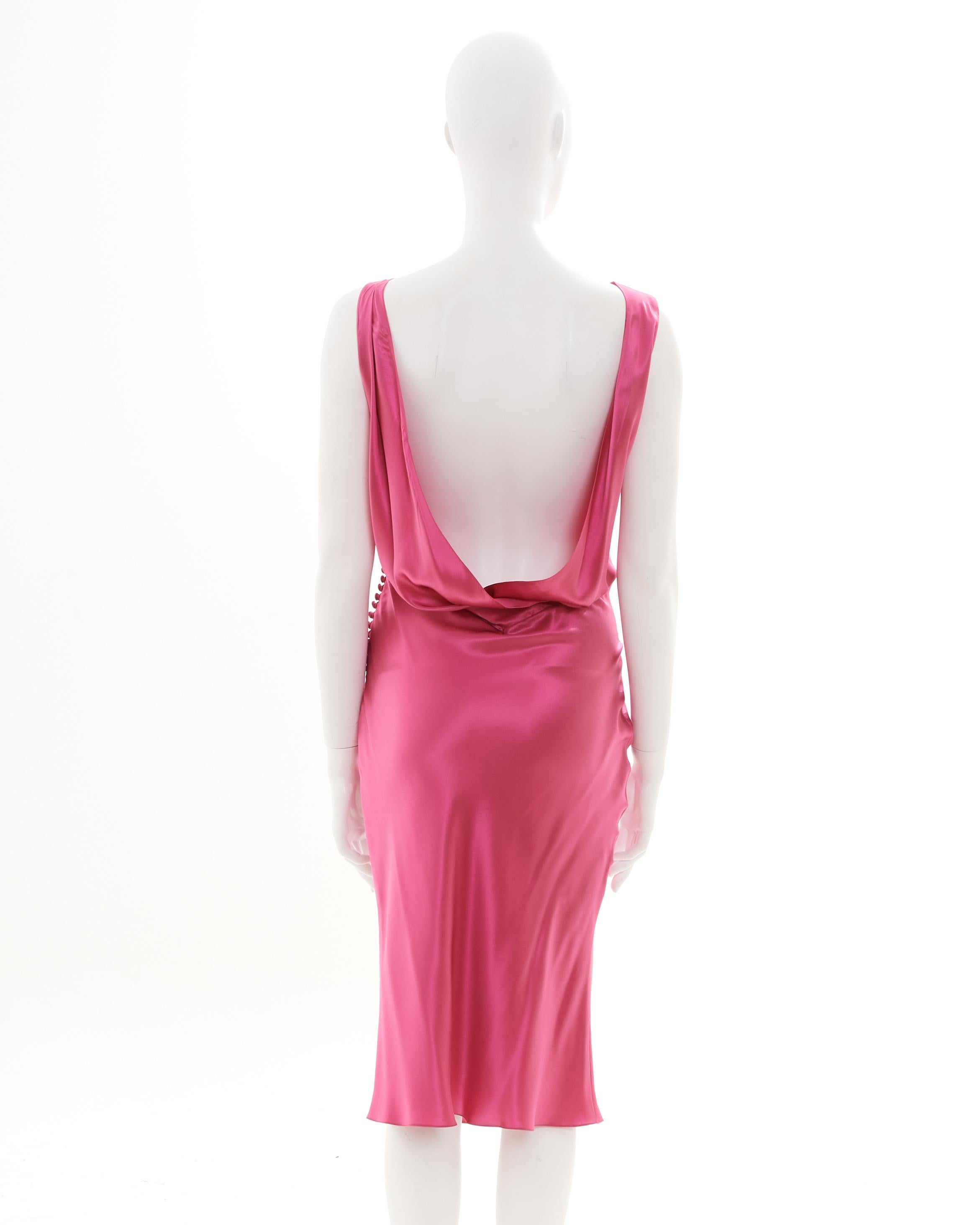 Christian Dior by John Galliano S/S 2004 Pink silk satin high bias cut dress In Excellent Condition For Sale In Milano, IT