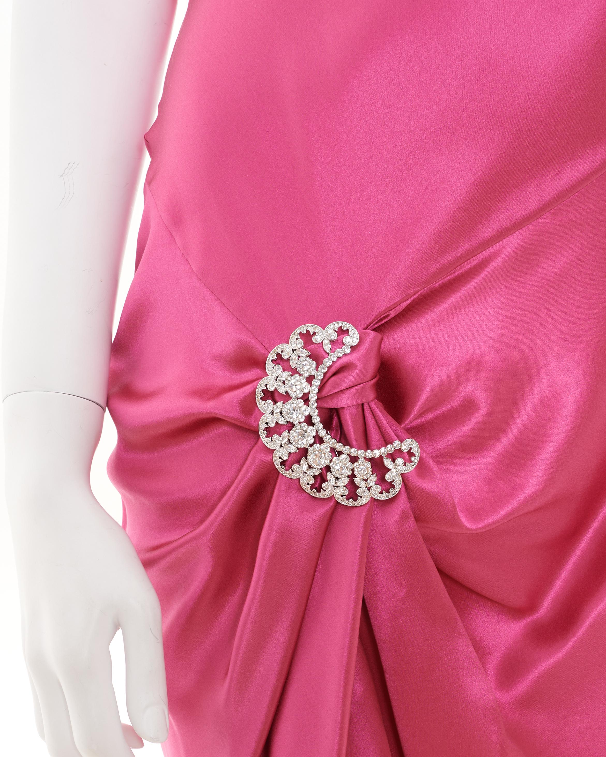 Christian Dior by John Galliano S/S 2004 Pink silk satin high bias cut dress For Sale 2