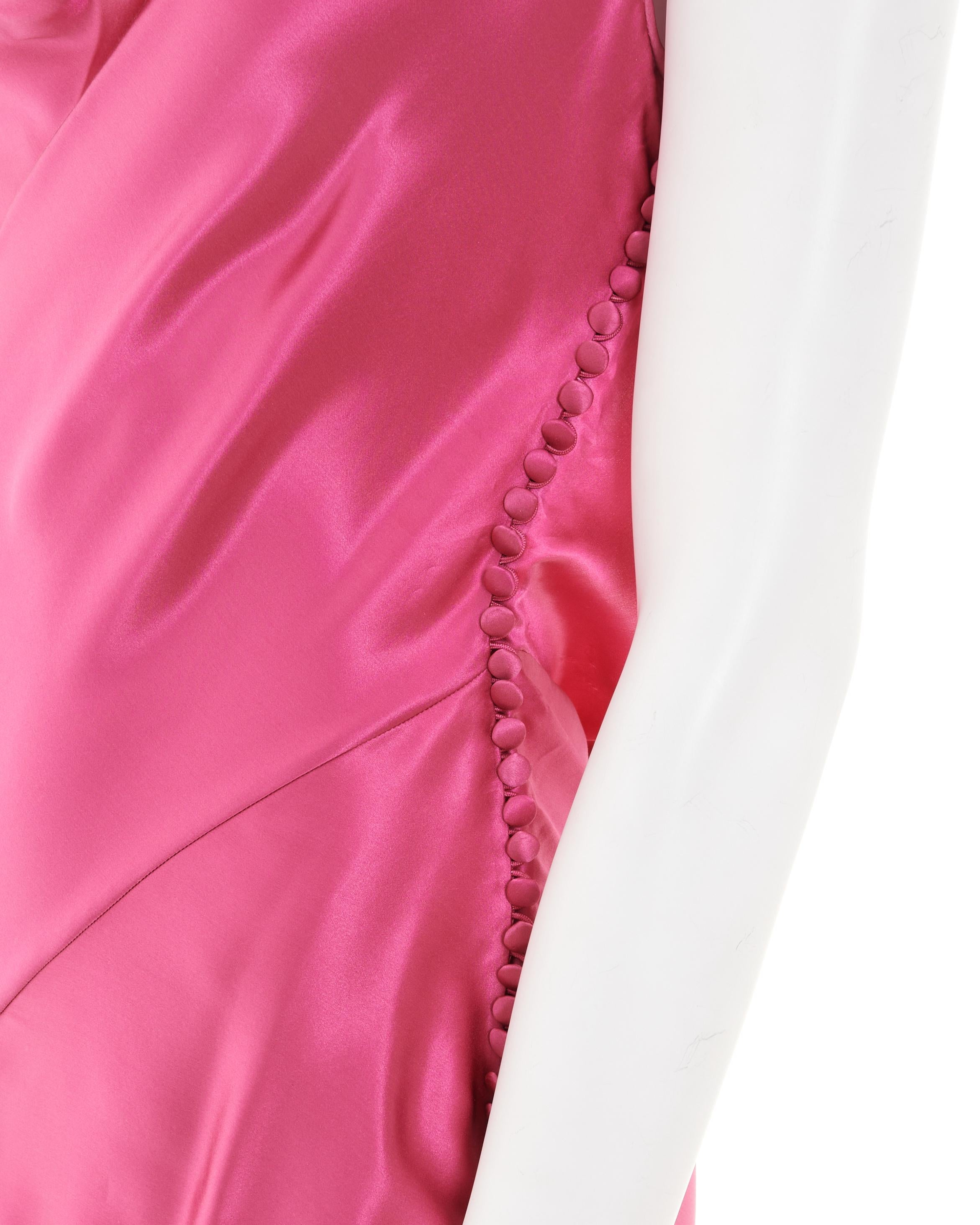 Christian Dior by John Galliano S/S 2004 Pink silk satin high bias cut dress For Sale 3