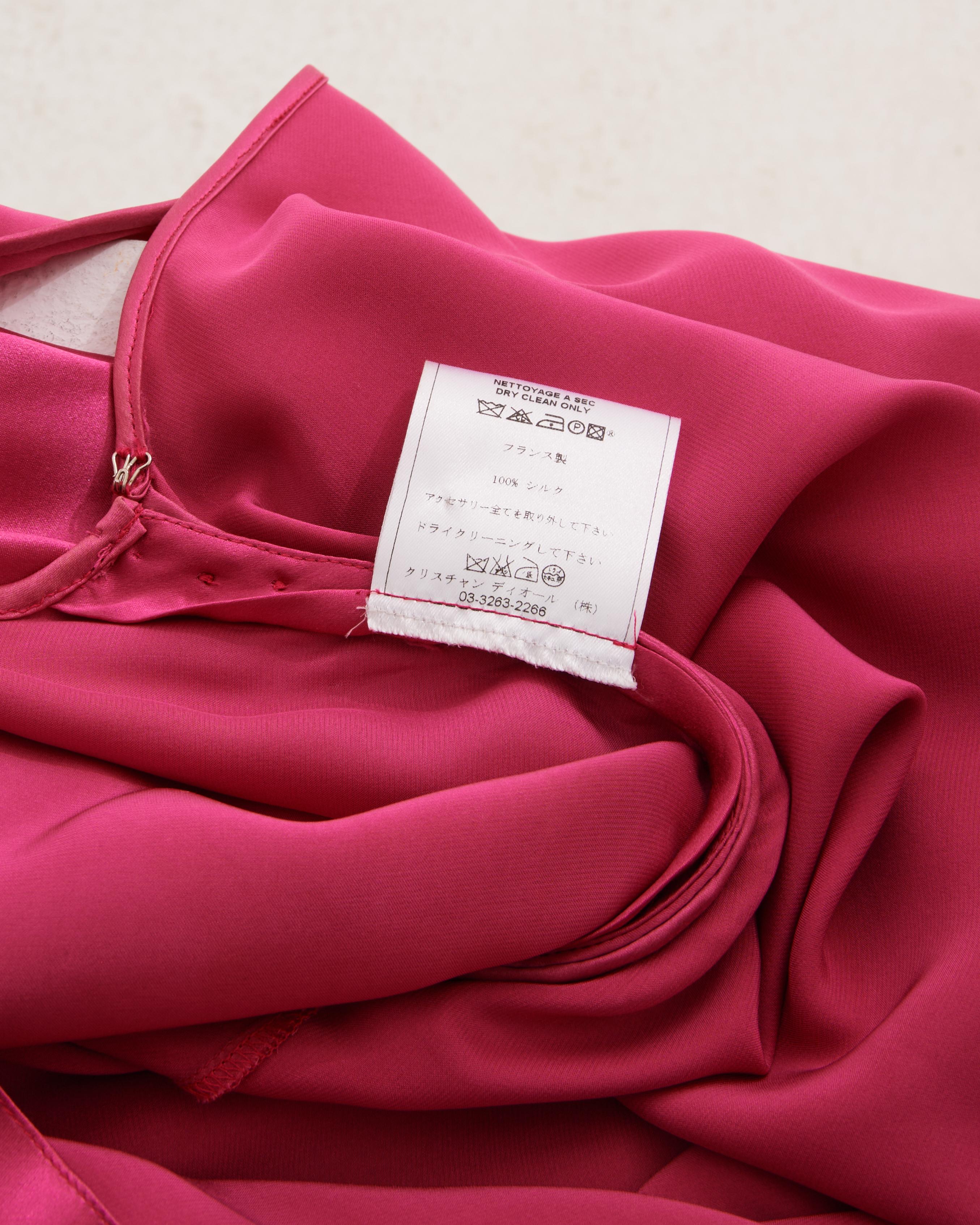 Christian Dior by John Galliano S/S 2004 Pink silk satin high bias cut dress For Sale 5