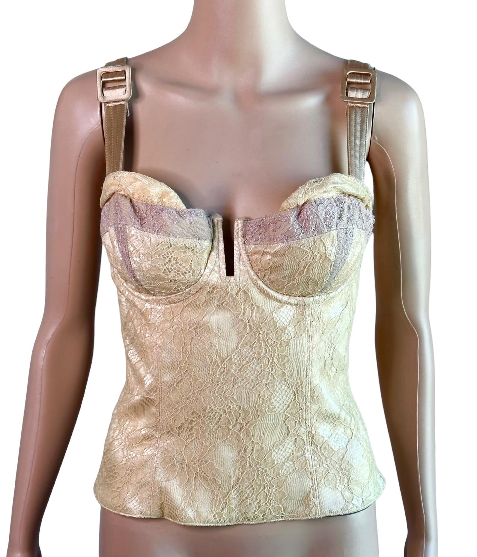 Christian Dior By John Galliano S/S 2004 Runway Bustier Lace Corset Crop Top For Sale 4