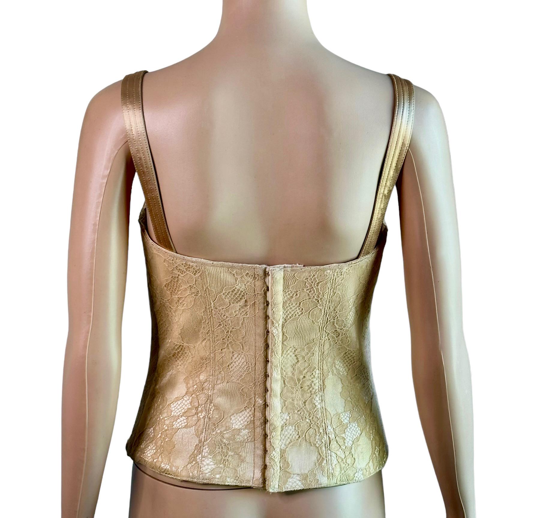 Christian Dior By John Galliano S/S 2004 Runway Bustier Lace Corset Crop Top In Good Condition For Sale In Naples, FL