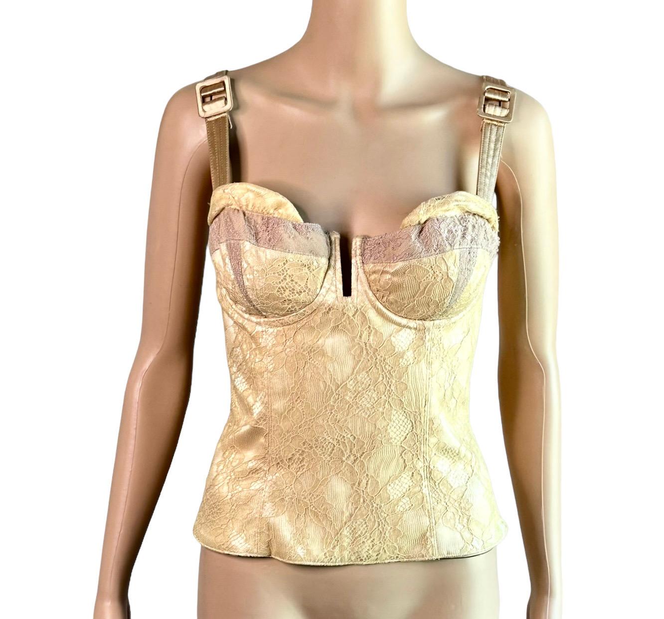 Christian Dior By John Galliano S/S 2004 Runway Bustier Lace Corset Crop Top For Sale 1