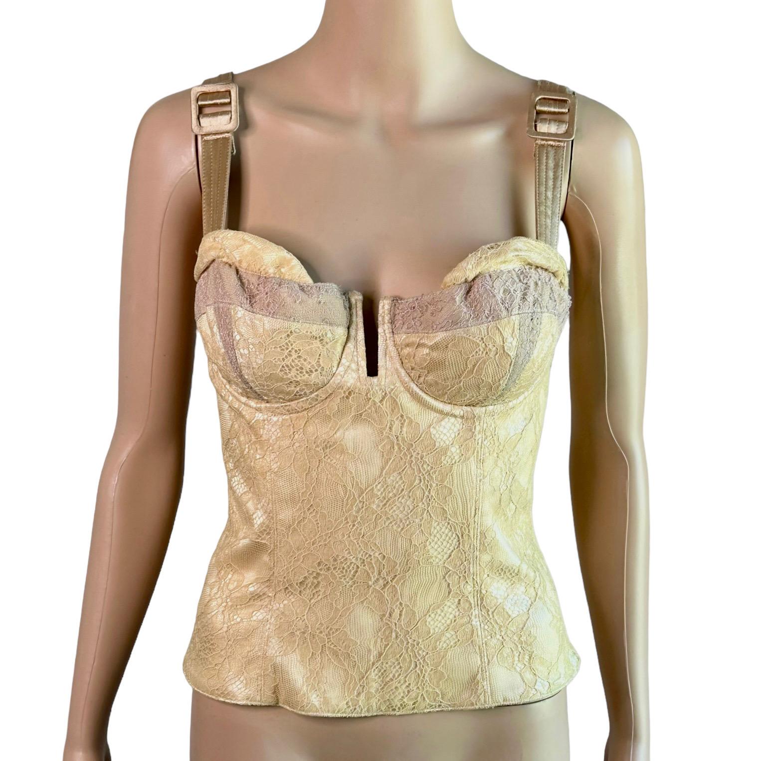 Christian Dior By John Galliano S/S 2004 Runway Bustier Lace Corset Crop Top For Sale 3
