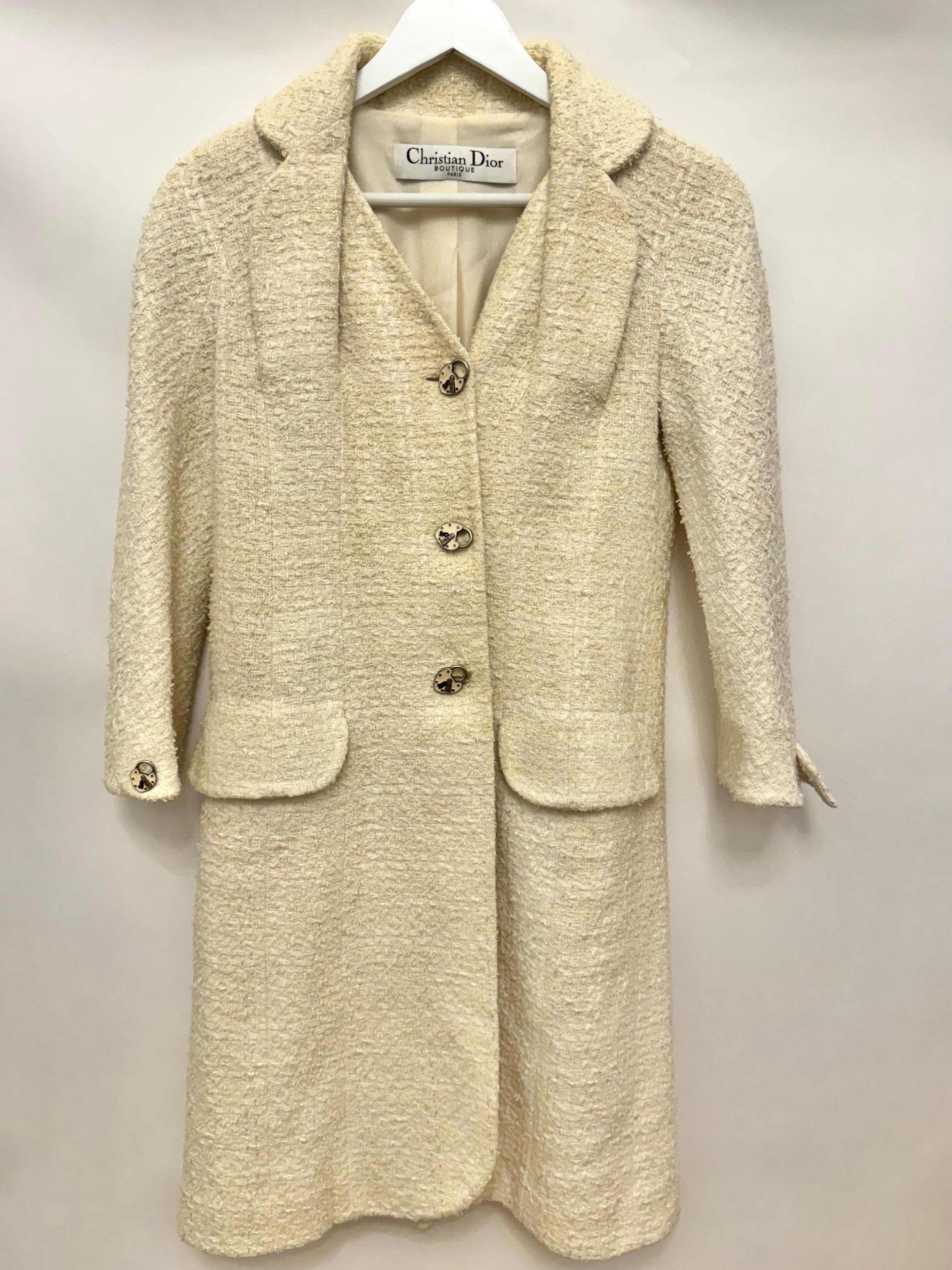 Beige Cappotto in tweed d'archivio John Galliano for Christian Dior P/E 2005 in vendita