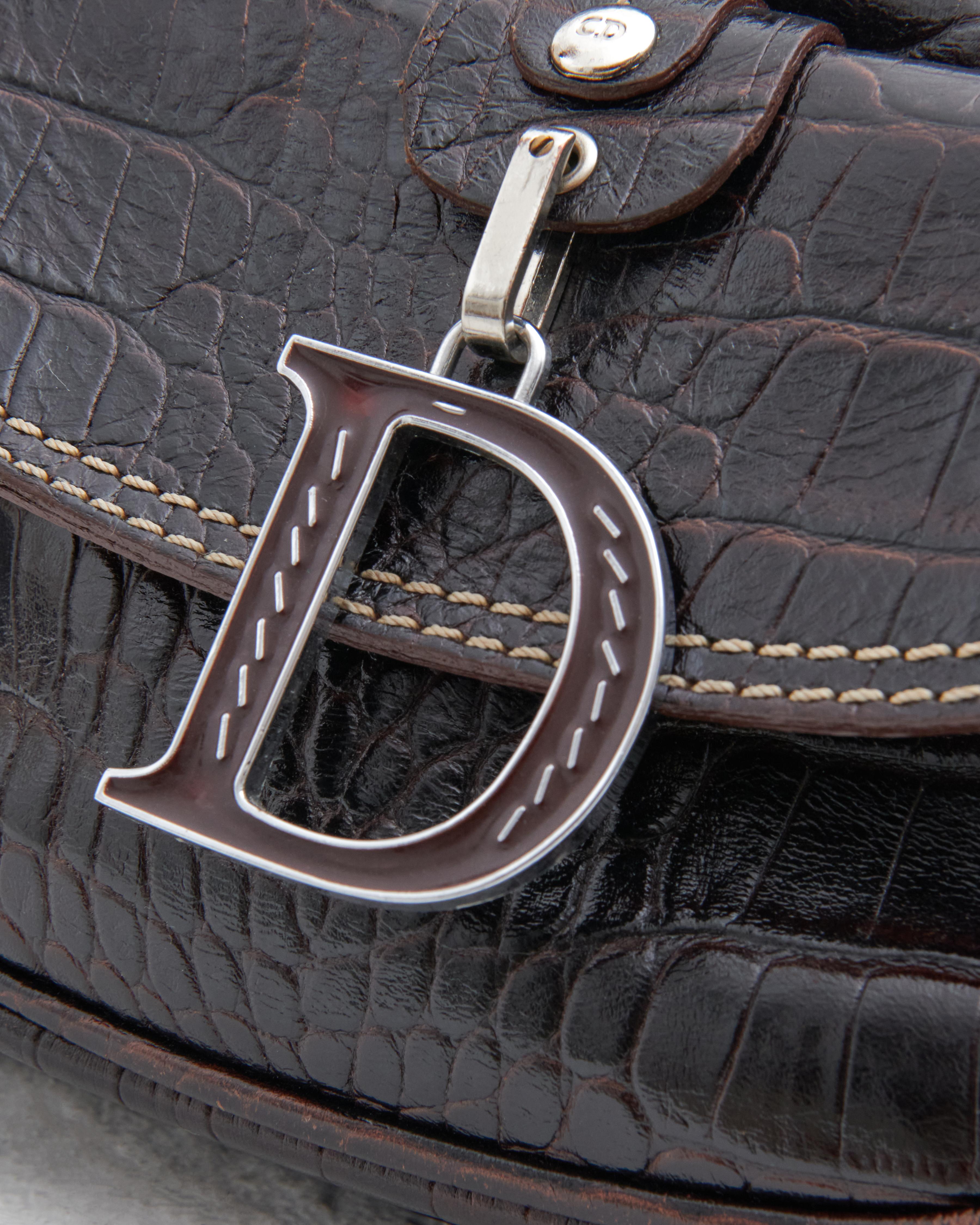 Christian Dior By John Galliano S/S 2005 Chocolate Couture Runway croco bag in vendita 2