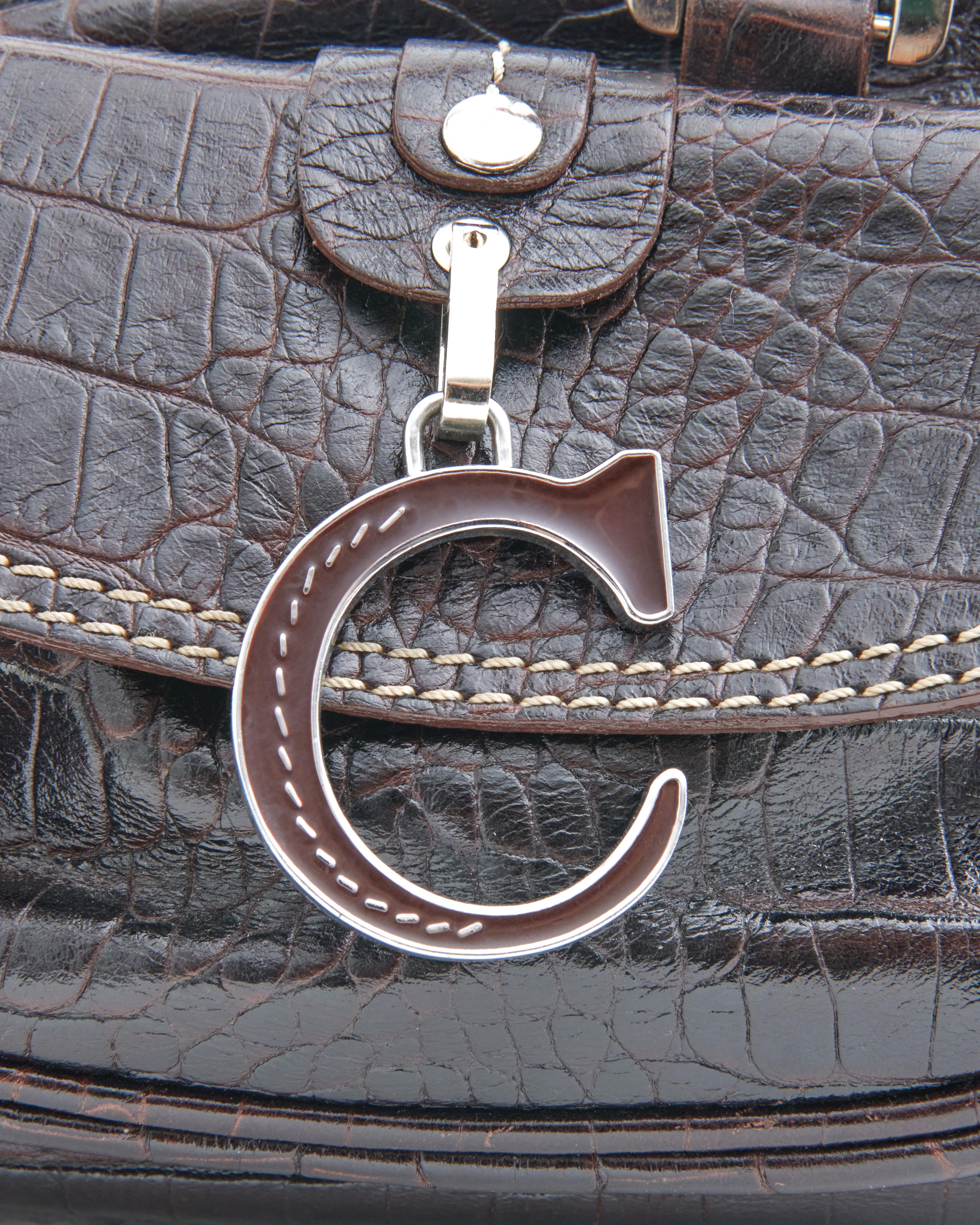 Christian Dior By John Galliano S/S 2005 Chocolate Couture Runway croco bag in vendita 3