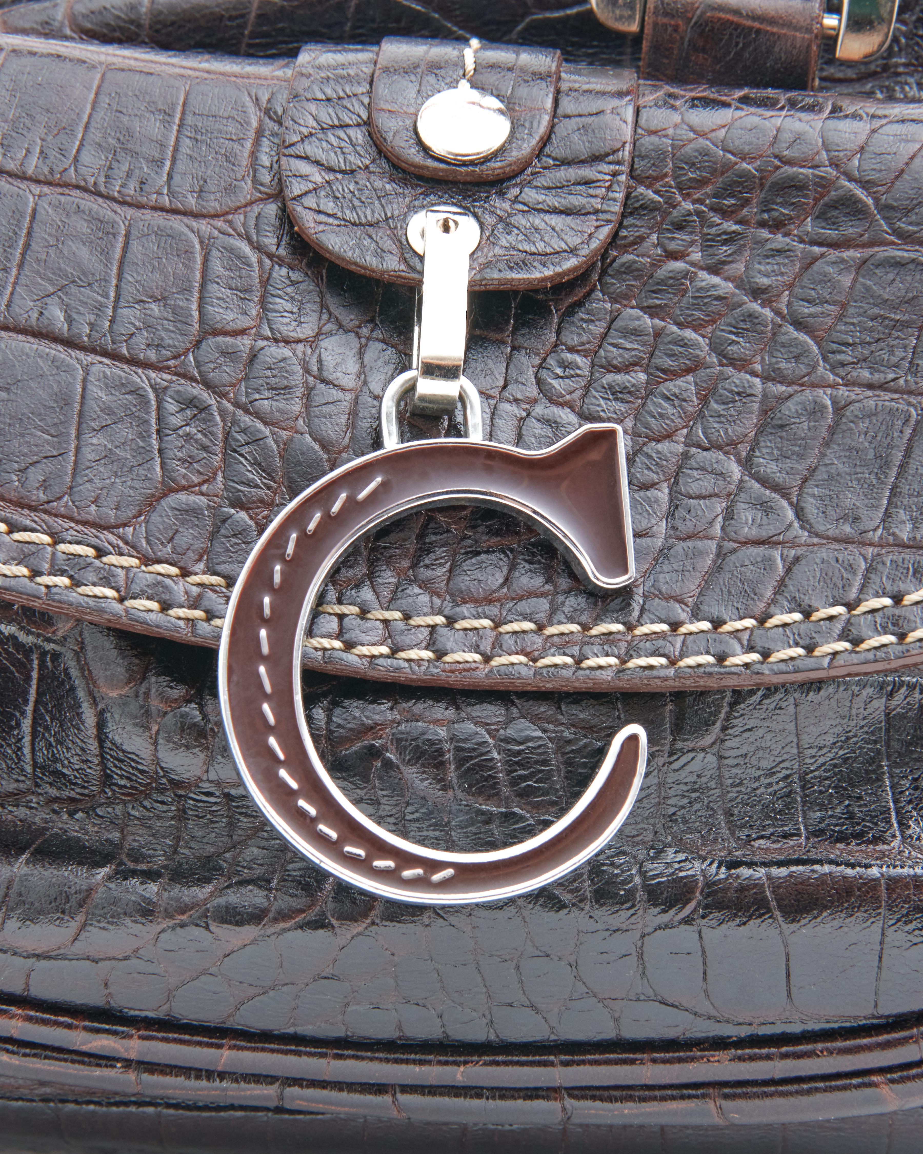 Christian Dior By John Galliano S/S 2005 Chocolate Couture Runway croco bag For Sale 2