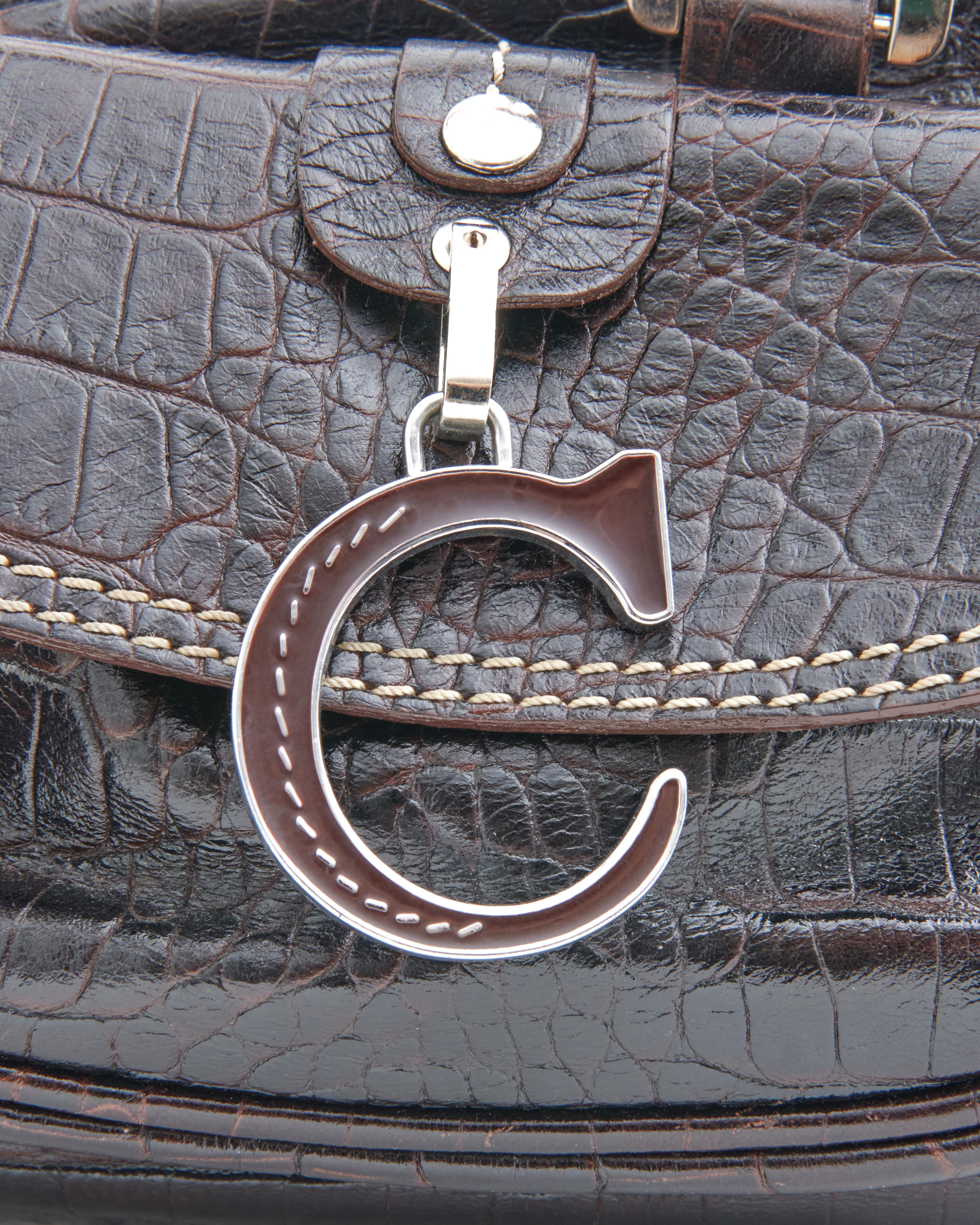 Christian Dior By John Galliano F/S 2005 Schokoladenfarbene Couture Laufsteg Krokotasche im Angebot 2