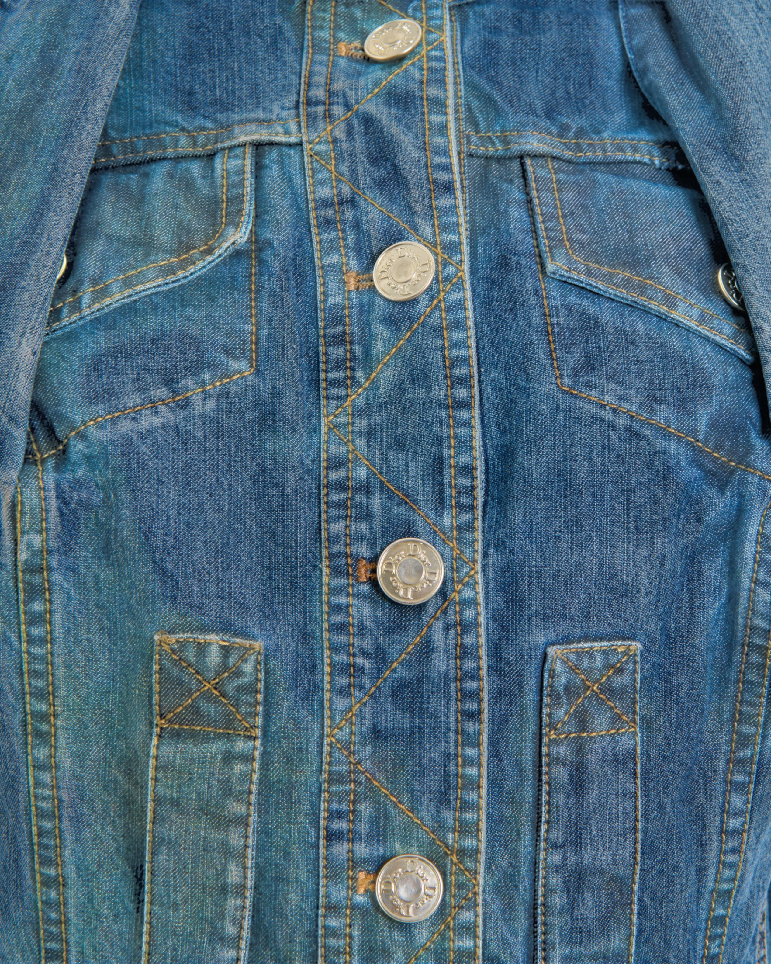 Women's Christian Dior by John Galliano S/S 2005 Double Layered Denim Blue Jacket For Sale