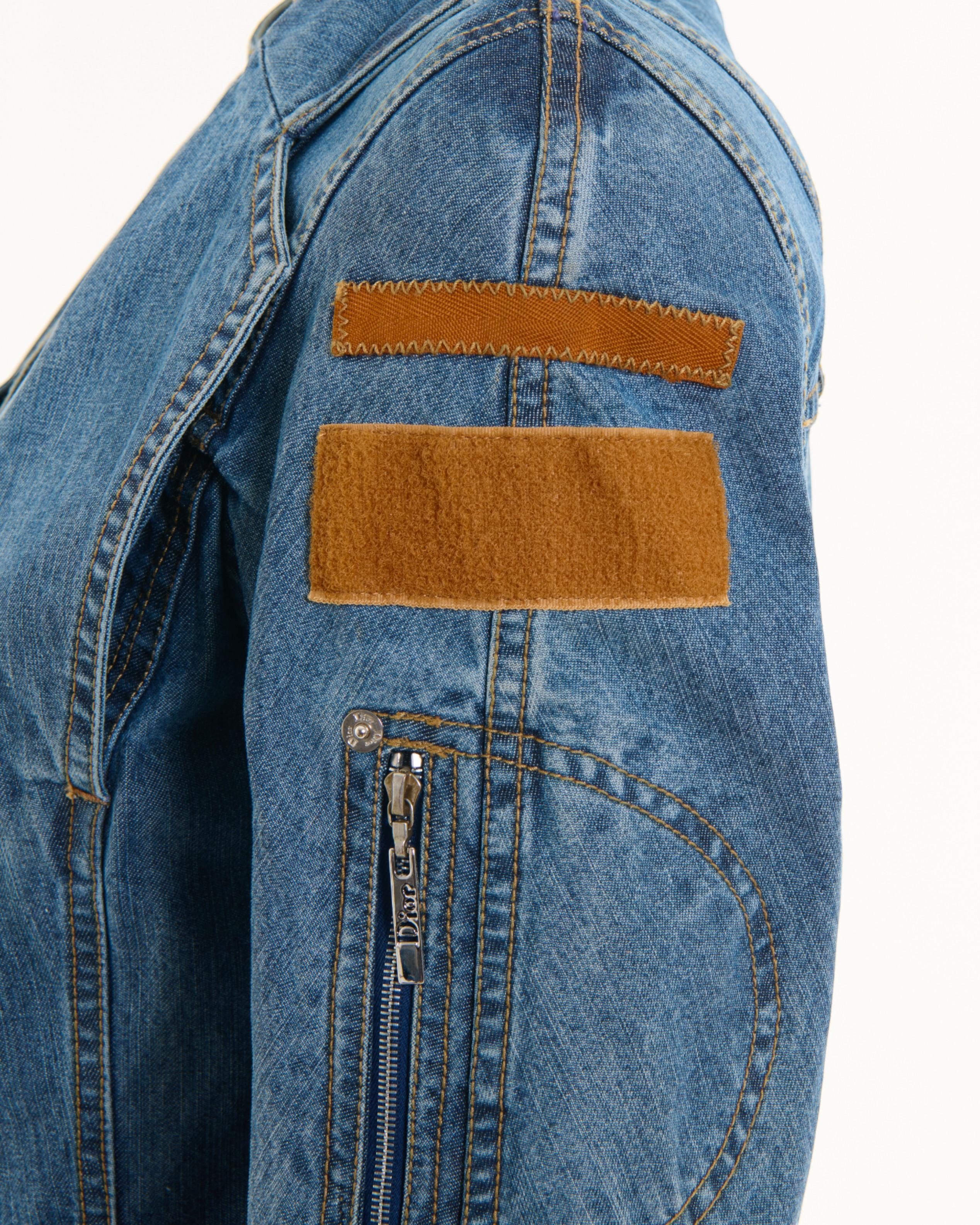 Christian Dior by John Galliano S/S 2005 Double Layered Denim Blue Jacket For Sale 3