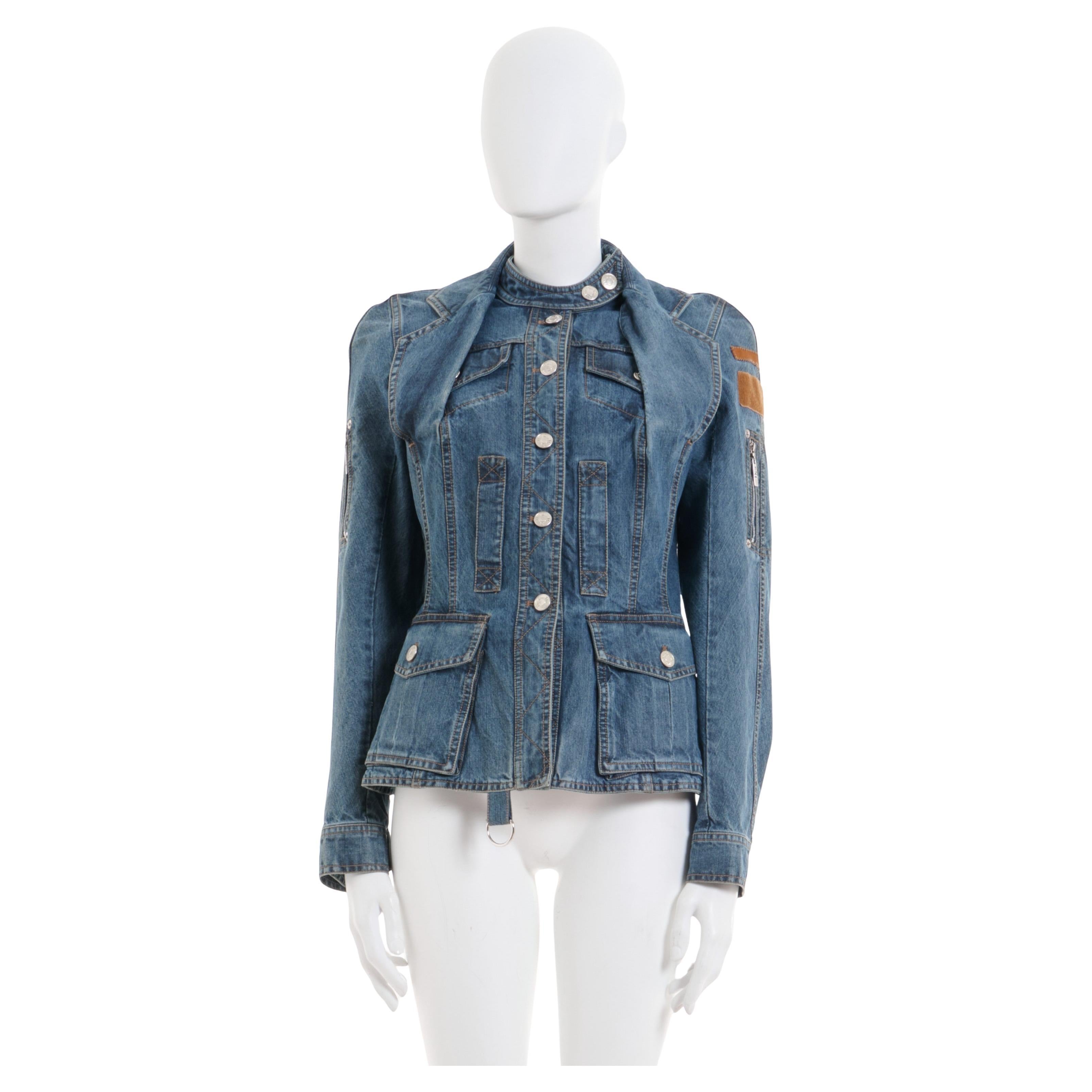Christian Dior by John Galliano S/S 2005 Double Layered Denim Blue Jacket For Sale